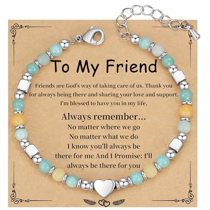 Best Friend Bracelet Gifts for Women Sister Bestie, Christmas Gift for Teens Mom Daughter Granddaughter Birthday Gift for Her Stocking Stuffers - color: Amazonite-Friend