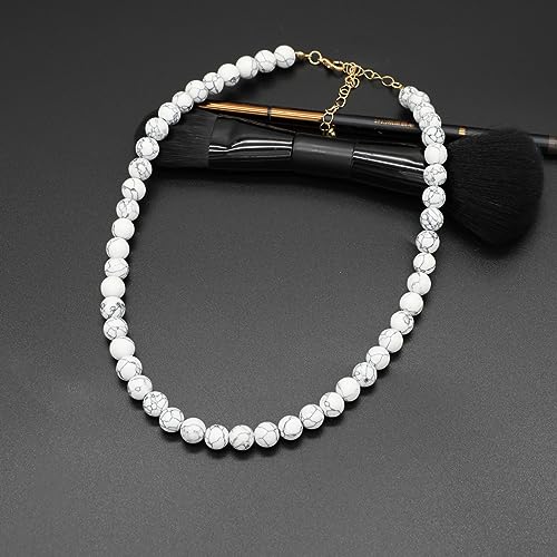 JNF Chunky Beaded Necklaces Women Large Big Ball Bead Choker Necklace Bold Statement Beads jewelry Gift - color: White