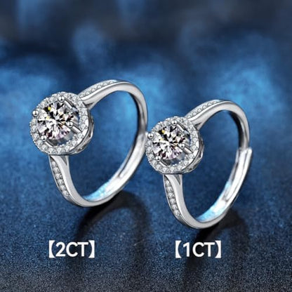 1CT/2CT Queen series moissanite ring, Adjustable rings for women, 925 Sterling Silver Open Band, D-Color VVS1 Sparkling Stone, Luxury Diamond Alternative - style: Queen 2 Series, 2CT