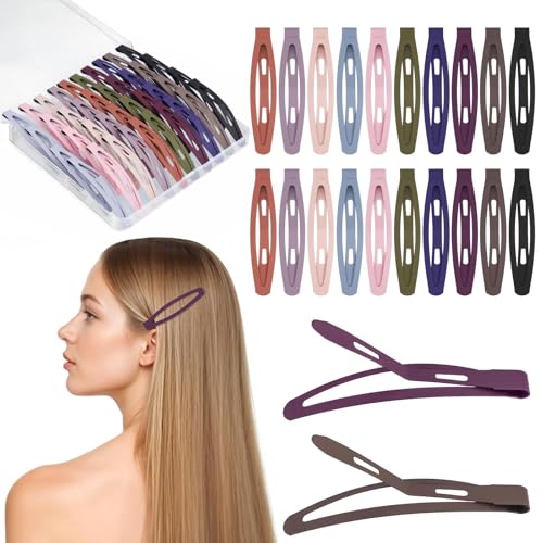 obeoby 40Pcs 2.36In Metal Snap Hair Clips No-slip Barrettes for Women Girls | 10 Matte Colors, Small Cute Flat Hair Pins Accessories for Thick Thin Fine Long Short Styling Birthday Gifts Mom Wife - color: 10 colors