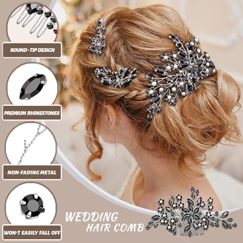 Wedding hair accessories, Bridal for piece, brides headpiece, Bride comb（Black） - color: Black