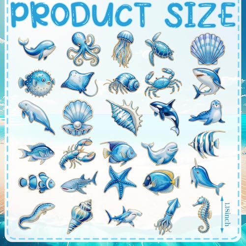 30/60 Pcs Cute Enamel Pins Bulk Plant Flower Animal Halloween Gothic Fall Pumpkin Cartoon Lapel Pin Brooches Jewelry Gift for Backpack Clothes Hats Accessories - style: Marine Animals