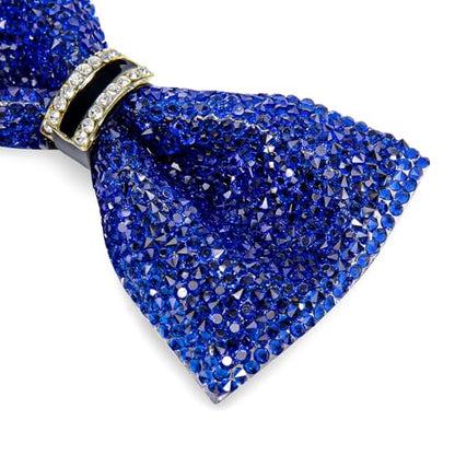 DiBanGu Mens Rhinestone Bow Tie with Ring and Lapel Pin Set | Adjustable Strap,Pre-tied Style,3PCS,Sequin Diamond Bowties，Solid/Mix Color,Shiny Accessory,for Party Prom Banquet Wedding - color: Shiny Royal Blue