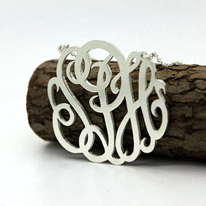 JOELLE Monogram Necklace Sterling Silver Custom Any Initial Name Necklace for Women - color: Sterling Silver