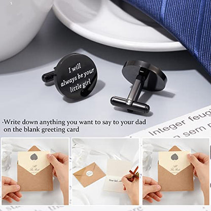 Jeka Father of The Bride/Groom Wedding Gifts Tie Bars & Cufflinks | Wedding Tie Bar & Cufflinks Set for Men, Father of the Bride, Father of the Groom, Father-in-Law Gifts - style: Father of The Bride-Black