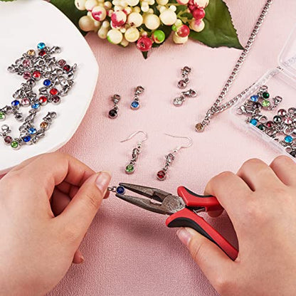 48 Pcs Birthstone Charms Bulk Crystal Dangle Charms Pendants with Rhinestones Lobster Claw Clasps for Jewelry Necklace Bracelet Making