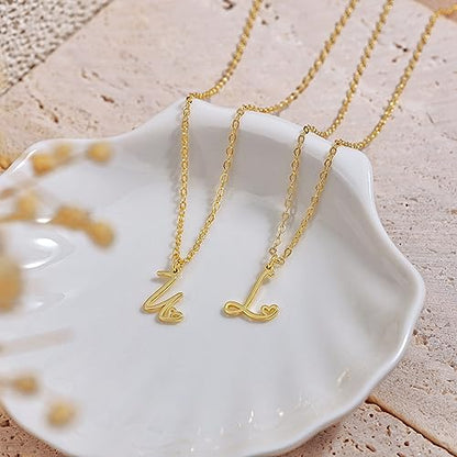 Tewiky Initial Necklace for Women-14k Gold Plated Dainty Letter Necklaces | Trendy Cute Custom Personalized Monogram Necklaces - color: gold, style: E