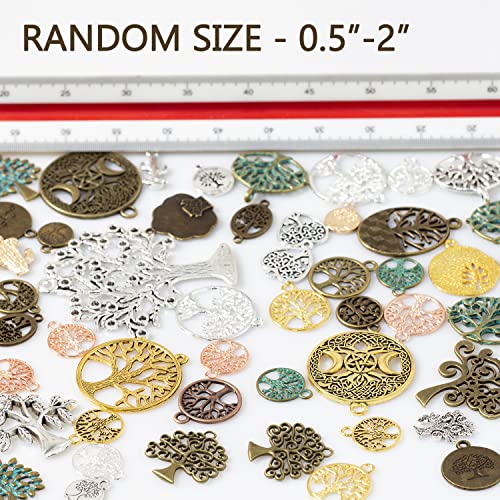 stino 100 G Mixed Style Metal Charms for Jewelry Making, Bulk Silver & Gold Plated, for Bracelet, Necklace, Earrings DIY Crafts - style: Tree of Life