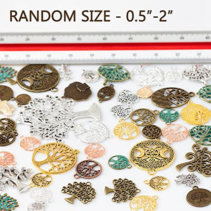 stino 100 G Mixed Style Metal Charms for Jewelry Making, Bulk Silver & Gold Plated, for Bracelet, Necklace, Earrings DIY Crafts - style: Tree of Life
