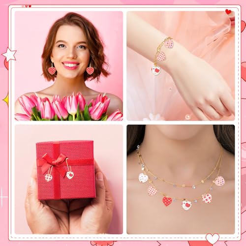 Valentine's Day Charms, 60Pcs Love Heart Charms for Jewelry Making | Enamel Red White Heart Pendants, Earring Necklace Bracelet Making, Classroom Reward, School DIY Crafts, Valentines Day Gift - style: Valentines Day Style
