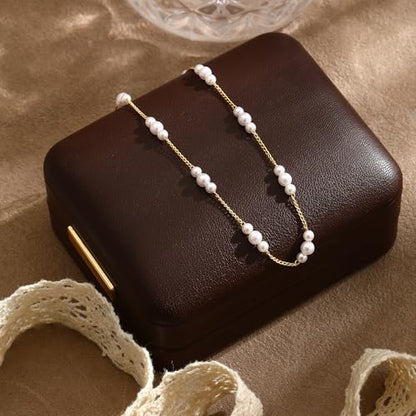 Gold/Silver Ankle Bracelets for Women Waterproof Dainty 14K Gold Plated Pearl Heart Love Anklet Bracelet Satellite Cuban Link Beads Summer Beach Jewelry Gifts - style: 3-Pearl-gold-021