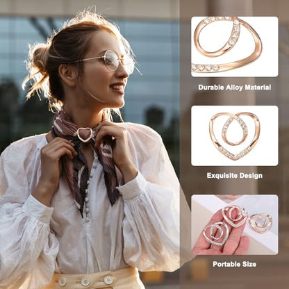 PATIKIL Silk Scarf Ring Clip, Heart T-shirt Tie Clips Scarves Pin Shawl Slide Buckles Fashion Metal Clothing Ring Wrap Holder for Women Jewelry Accessories Gift - color: Gold Tone