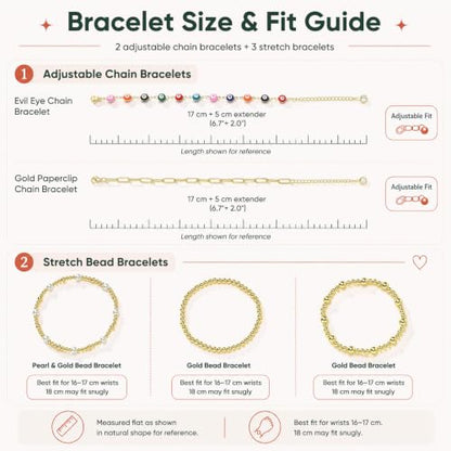 XUANPAI Evil Eye Bracelet for Women, 14K Gold Plated Beaded Bracelet Set | 5PCS Stackable Dainty Nazar Bracelet, Adjustable Turkish Eye Good Luck Protection Jewelry Gift for Mother’s Day Birthday - color: Multicolor