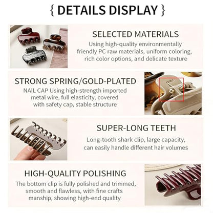 Wine Red Shark Hair Clips for Women Korean Version Premium Hair Claw Clips Upgraded Springs Strong Hold Jaw Clips Gold-Plated Safety Bead Cap Preventing Slippage Medium Hair Clip for Thick Hair 1 Pcs