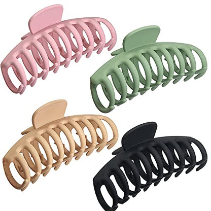 OWIIZI 4.3" Large Hair Claw Clips for Women Long Thick Hair (4 Packs) | Matte Leopard Hair Clips,Non-Slip Strong Hold Ponytail Barrettes,Jumbo Cute Hair Accessories,for Girls Thick Thin Curly Hair - color: Style 3
