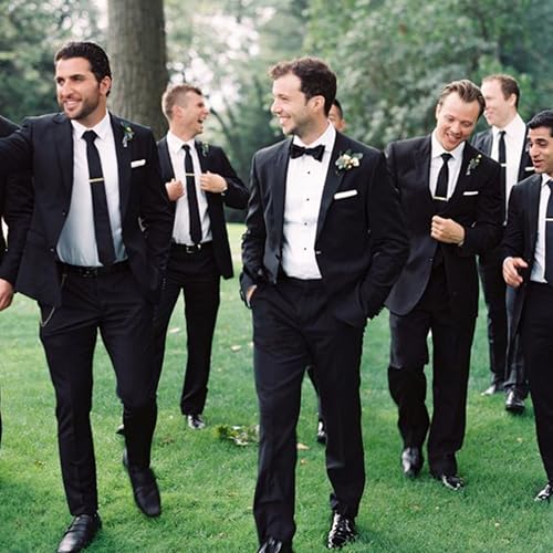 LADY & HOME Tie Clips for Men, Stainless Steel Tie Bars Gifts for Groom, Groomsmen, Father of Groom, Father of Bride, Brother of Bride - style: D:1 GROOM + 6 GROOM'S CREW