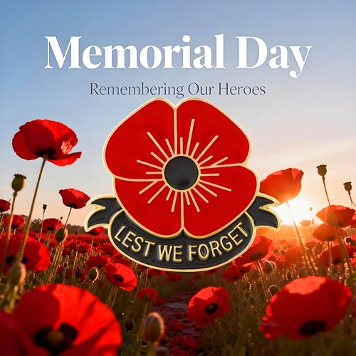 HAFILO 12/25/50/100 pieces poppy flower brooch pins Memorial Day lapel pin Metal enamel Lest We Forget Poppy Pins Veterans Day badge Souvenir gift bulk