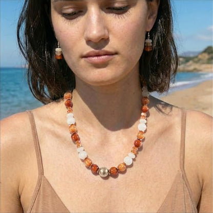 RISHEGAE Chunky Beaded Necklace for Women Boho Resin Beaded Choker Necklace Adjustable Surfer Beach Strand Necklaces Gold Handmade Acrylic Beads Jewelry Gift for Women - color: Style 2brown