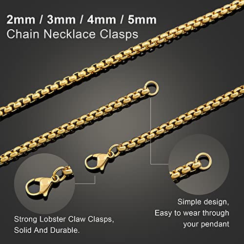 Mens Chain Necklaces, Stainless Steel Rolo Chain Necklace for Men & Women - color: 18K Gold Plated 4mm