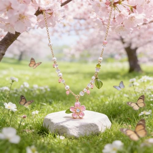 Wedding Jewelry Sets for Brides Bridesmaid Pearl Jewelry Set Fancy Gold Flower Necklace and Earrings Simple Pearl Necklace for Women Bridal Earrings Wedding Accessories Essentials Gifts - color: A3:pink flower set