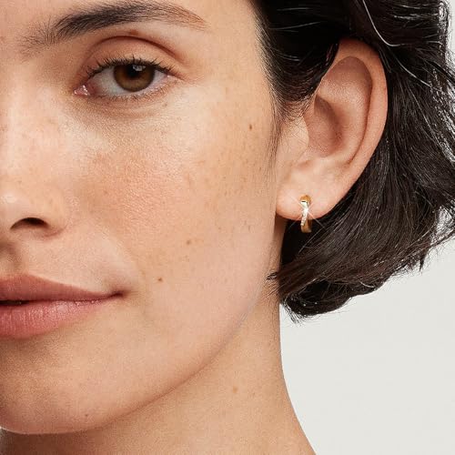 Me&Hz Gold Huggie Earrings Small Huggie Hoop Earrings for Women 14K Gold Plated Hypoallergenic Cubic Zirconia Huggies Mini Silver Hoop Earring for Women - color: Twist - CZ, Gold