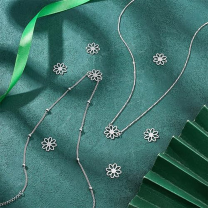UNICRAFTALE 30Pcs Stainless Steel Connector Charms Flower Linking Pendants Metal Hollow Charm Bracelet Connector Charm Small Flower charm for Earring Necklace Jewelry Making