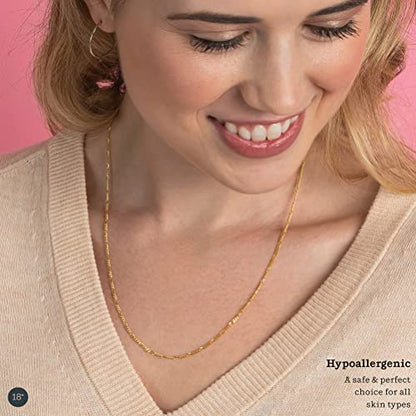 KEZEF Sterling Silver 1.5mm Figaro Chain Necklace for Women - 925 Italian Diamond Cut Chain, Available in Silver, 18K Yellow Gold, Rose Gold, 16-30 Inches - color: 18kt Gold, size: 16 Inch