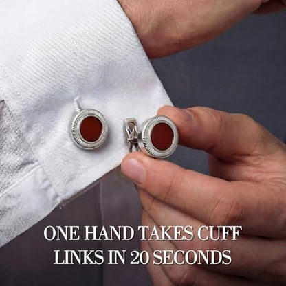 Tuxedo Cuff Links,Cufflinks for Men | Stainless Steel, Lead-Free and Nickel-Free, Gift Box Packed, Boyfriend Husband Father, Wedding Party Anniversary Birthday - color: Red