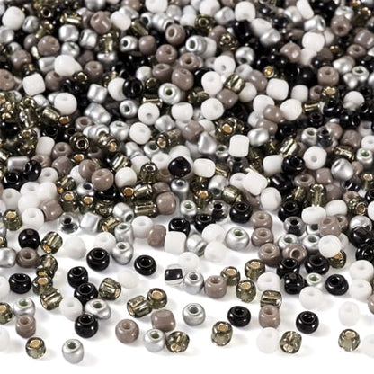 0.22lb 4mm Random Glass Seed Beads 6/0 Mix Rondelle Crystal Pony Beads Bulk Black Brown Seed Bead Kit for Crafts DIY Friendship Bracelets Beading Jewelry Making Supplies - color: Random Black
