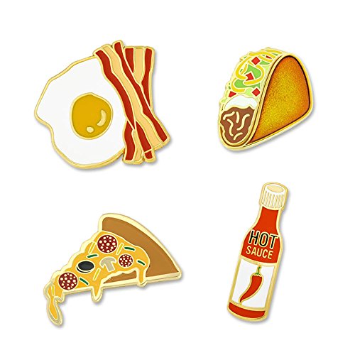 PinMart Food Enamel Lapel Pin - color: Set of 4 Gold Plated, size: 4pc Gift Set