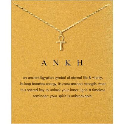 Baydurcan Dainty Gold Necklace for Women Ankh Mom Jesus Sun Star Necklace | 14K Gold Plated Pendant Necklaces Gifts for Friends Sister Mother, Birthday, Christmas, Graduation, Inspirational Gifts - style: Ankh