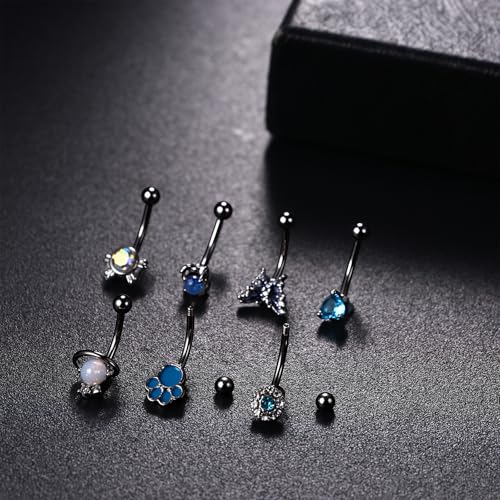 OIDEA 7PCS Eyebrow Piercing Jewelry: 16G Stainless Curved Barbell Eyebrow Ring Vertical Labret Lip Ring Piercing Jewelry - color: silver-2