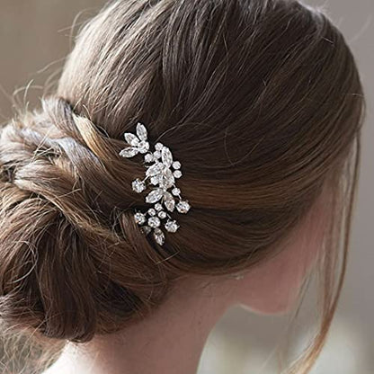 JAKAWIN Bridal Hair Accessories Wedding Hair Clip Silver Hair Comb Women | Crystal Rhinestone Bride Headpiece - color: Silver