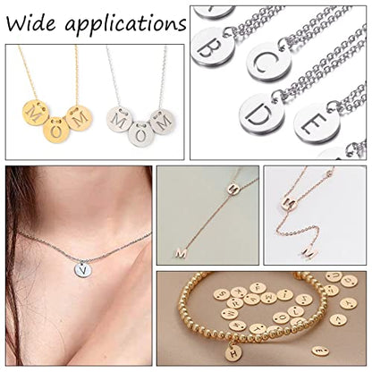 UNICRAFTALE 26pcs Flat Round with Letter Pendants 304 Stainless Steel Charms Letter A~Z Pendants for DIY Jewelry Making