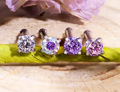 18G 20G 22G Nose Rings Studs 316L Surgical Steel Straight Screw L Shaped Nose Studs for Women Men CZ Opal Size 1.5mm 2mm 2.5mm 3mm - color: 22G-Straight-Opal/CZ 2mm