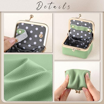 Zivyes Mini Jewelry Box Travel Small Coin Purse Organizer Case Genuine Leather Tiny Size (B-green) - color: B-Green-Standard