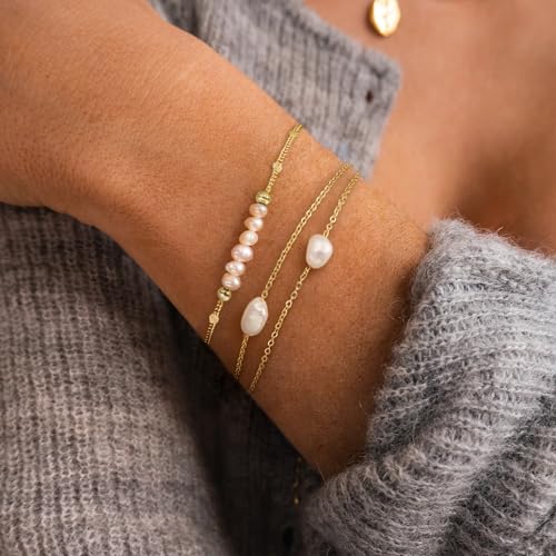 GINAZL Natural Freshwater Pearl Bracelets for Women 6-7MM Rice-Shaped Pearl 23CM End-to-End Length - color: C