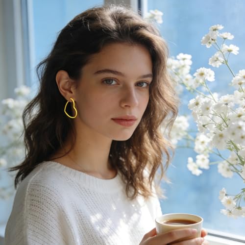 12 Pairs Colorful Classic C Hoop Earrings for Women, 925 Sterling Silver Hypoallergenic Earrings Set, Multi-Color Everyday Dainty Jewelry Gift for Her, Mix and Match - style: Heart Circle