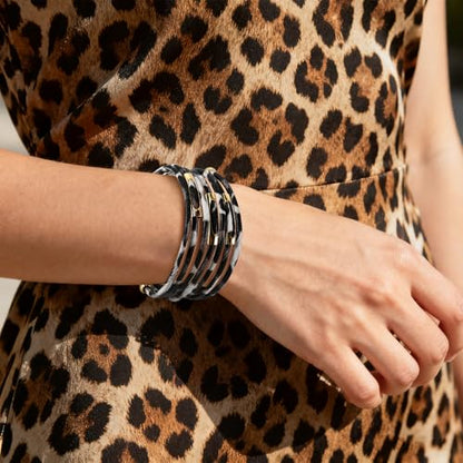 Wrapped Bracelets for Women,Leather Boho Bracelets for Women - color: Leopardprint-Silvergray