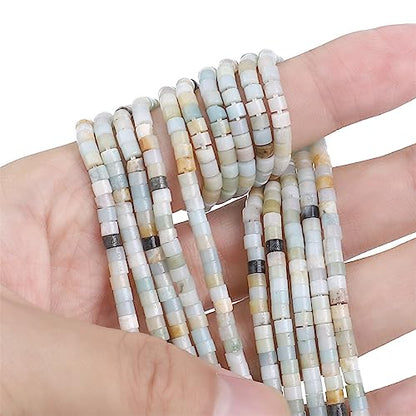 BEADIA Natural Amazonite Spacer Beads Caps Flat Round Loose Beads for Beading Jewelry Making 3mmx2mm 38cm - color: Amazonite, size: Flat Round 3mm x 2mm