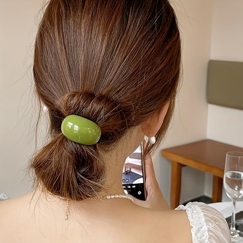 French-Style Hair Ties High-Elasticity Acrylic Beads Candy Colors For Ponytails, Daily Wear And Travel, 6PCS - color: 6PCS