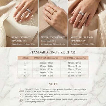 TOPGRILLZ Flower Band Rings for Women - 9 mm Cubic Zirconia Eternity Style Chunky Ring, Marquise and Round Stone, Fashion Jewelry Size 6-10 - color: Gold Tone