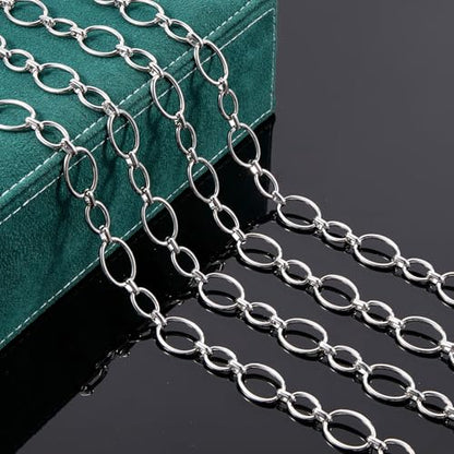 UMAOKANG 2 Meters Stainless Steel Jewelry Making Chains Bulk on Spool Oval Link Chain DIY Decorative Chain - color: Oval Silver