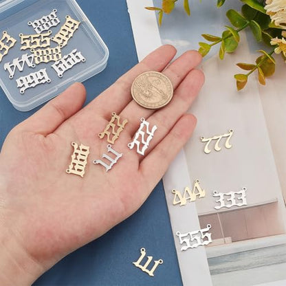 UNICRAFTALE 2 Colors Number 1~9 Pendants Stainless Steel Linking Charms Lucky Number Sports Charm Angel Number Necklace 999 Pendants Numerology Jewelry Birthday Gift11.5~12mm long