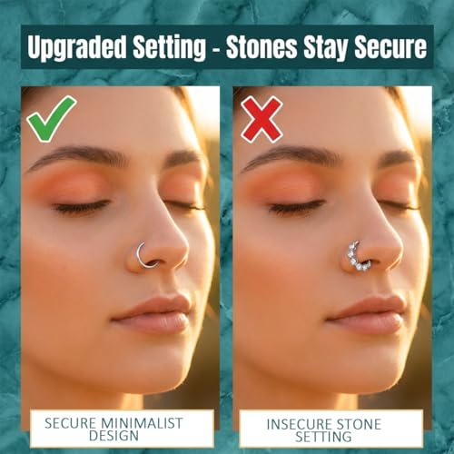 20G Nose Rings Hoop Set for Women, 12PCS Hypoallergenic Stainless Steel Comfortable for Ear Stack Daily Wear Dainty Non Tarnish Nose Hoop Stud Set, L Shaped CZ Threadless Flat Back Nose Stud Piercing Jewelry - color: 20G(0.8MM)-Sliver