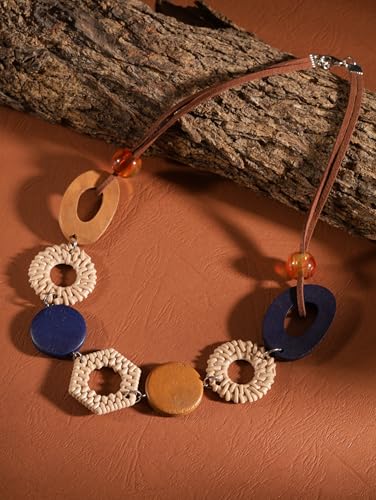 MINACHI Handmade Braided Necklace for Women, Wooden Beads, Rattan Charm, Vintage Style, Gift Jewelry - style: Necklace NECK.006