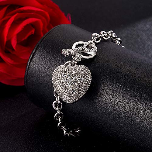 Dankadi New Products Women's 925 Sterling Silver Bracelet Fine Jewelry Shining Heart Bracelet 6-7-8 inch Solid Silver Accessories Birthday Party Gift