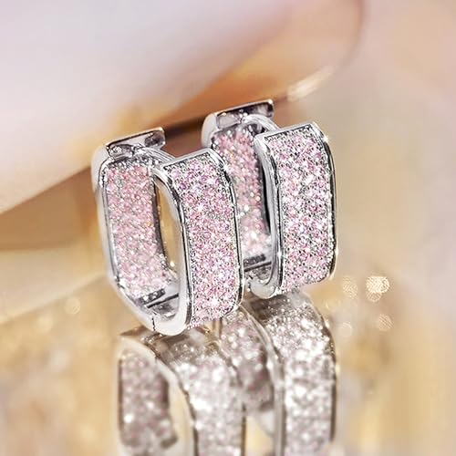 Luxury Paved Cubic Zirconia Hoop Earrings for Women Wedding Trendy Jewelry - color: E4629