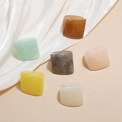 Resin Chunky Rings for Women Multicolor Acrylic Plastic Rings Set Cute Trendy Aesthetic Y2k Statement Rings Thick Dome Heart Knuckle Finger Jewelry - color: 6PCS Dome
