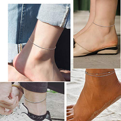 PROSILVER 925 Sterling Silver Ankle Bracelets For Women, Stylish Chain Anklets, Summer Beach Jewelry, 8.6-10.6 Inch Adjustable, Come with Box - style: 05 Twisted Rope Anklet-1.6mm